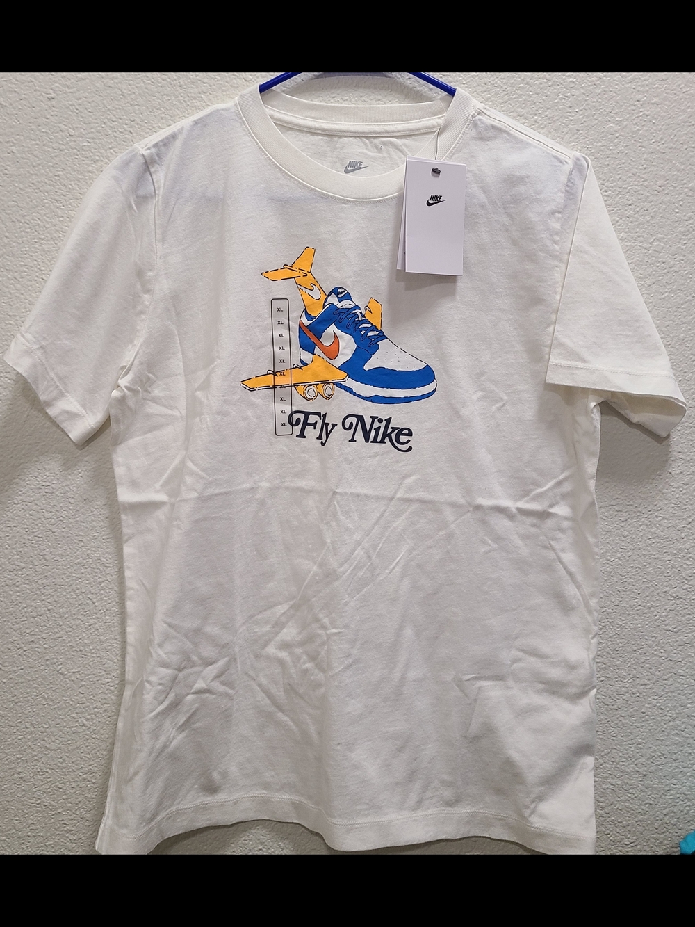 Nike Kids White Tee with Blue & Orange Sneaker Graphic
